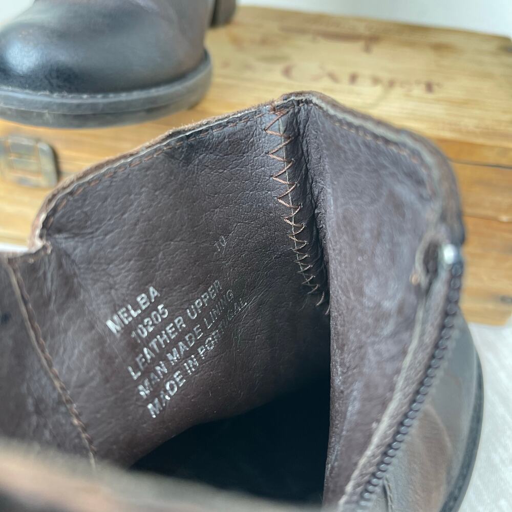 Miz Mooz Women Brown Distressed Leather Wrap Tie Ankle Boots Size 10 Preowned - Picture 8 of 12